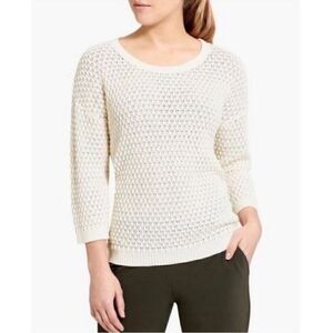 Athleta Seychelles linen cotton ivory knit pullover sweater
